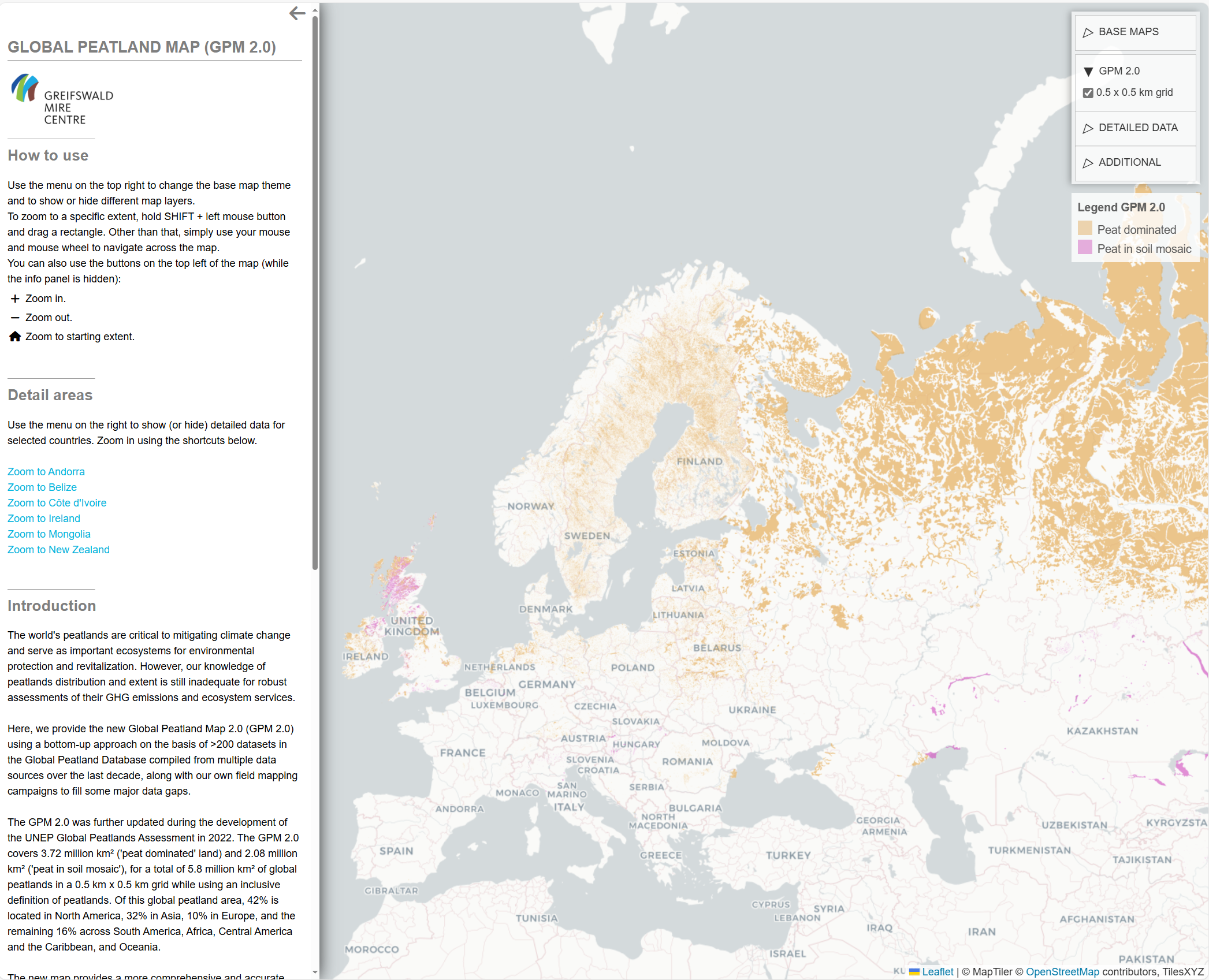 Ausschnitt der Global Peatland Map